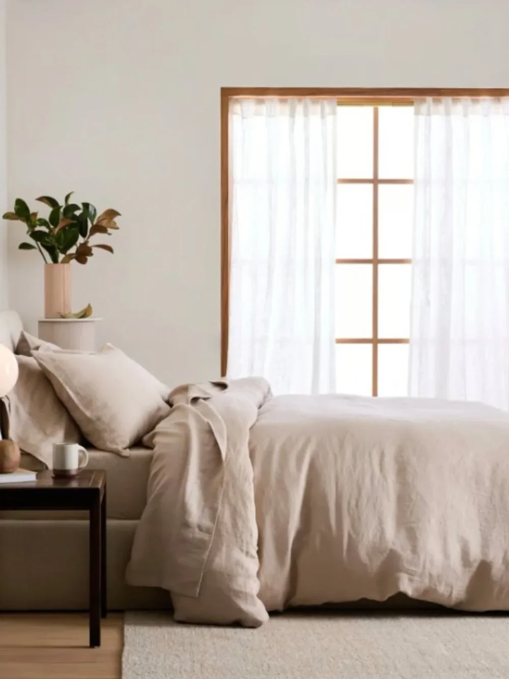 Quince King/Cal King European Linen Duvet Cover Set, Toffy
